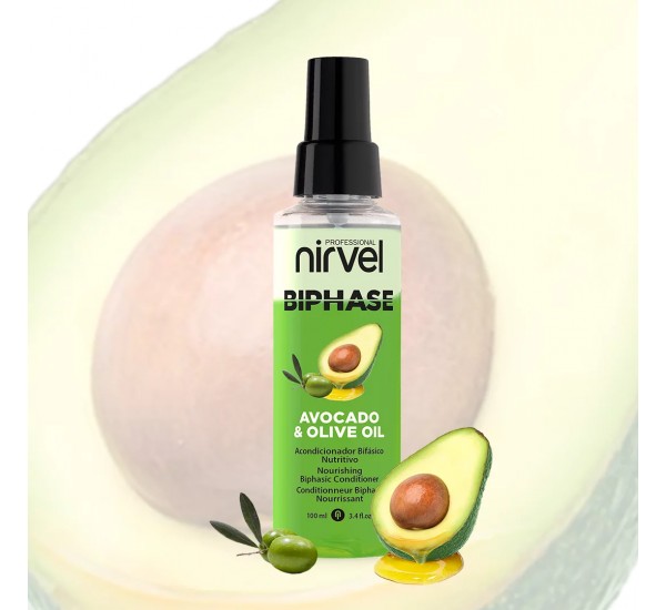 NIRVEL Biphase Conditioner Avocado and Olive Oil Двуфазен балсам за суха и увредена коса с авокадо и зехтин 100ml